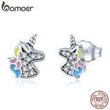 925 Silver Licorne Memory Stud Earrings for Women & Girls