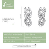 Sterling Silver Double Infinity Stud Earrings with CZ Stone