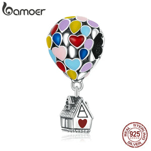 925 Silver Hot Air Balloon Bunny Pendant for Bracelet Bangle