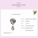 925 Silver Hot Air Balloon Bunny Pendant for Bracelet Bangle