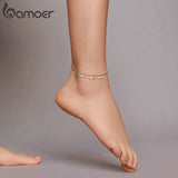 925 Silver Enamel Heart Pendant Anklet for Women