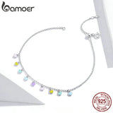 925 Silver Enamel Heart Pendant Anklet for Women