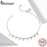 925 Silver Enamel Heart Pendant Anklet for Women