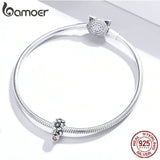 925 Sterling Silver Heart Pendant Flower Charm Bracelet Beads Women Jewelry