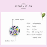 925 Silver Rainbow Heart Charm Pendant for Bracelet DIY