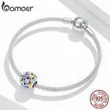 925 Silver Rainbow Heart Charm Pendant for Bracelet DIY