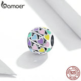 925 Silver Rainbow Heart Charm Pendant for Bracelet DIY