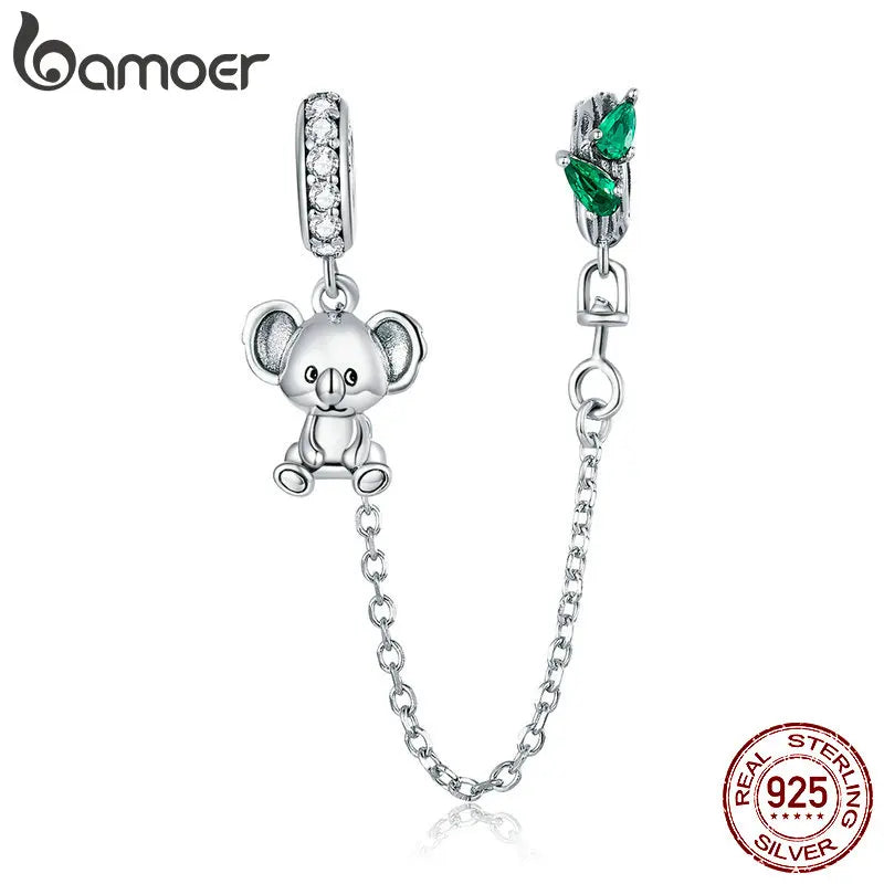 925 Silver Koala Safety Charm for Snake Bracelet DIY Jewelry