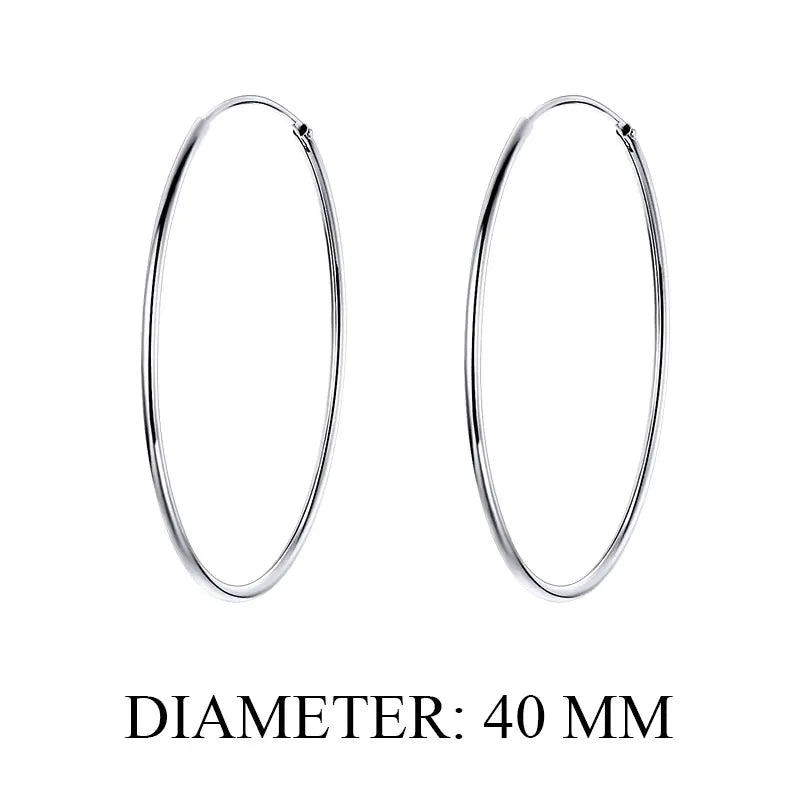 925 Sterling Silver Large Hoop Earrings Circle Endless Huggie Big Hoops Earring