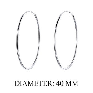 925 Silver Large Hoop Earrings Circle Huggie Big Hoops 30/40mm