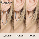 925 Silver Large Hoop Earrings Circle Huggie Big Hoops 30/40mm