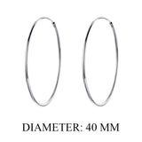 925 Silver Large Hoop Earrings Circle Huggie Big Hoops 30/40mm