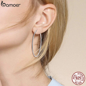 925 Sterling Silver Large Hoop Earrings Circle Endless Huggie Big Hoops Earring