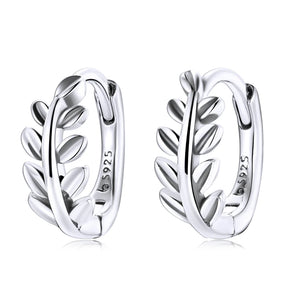 925 Silver Leaf Ear Buckles Earrings for Women BSE500