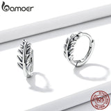 925 Silver Leaf Ear Buckles Earrings for Women BSE500