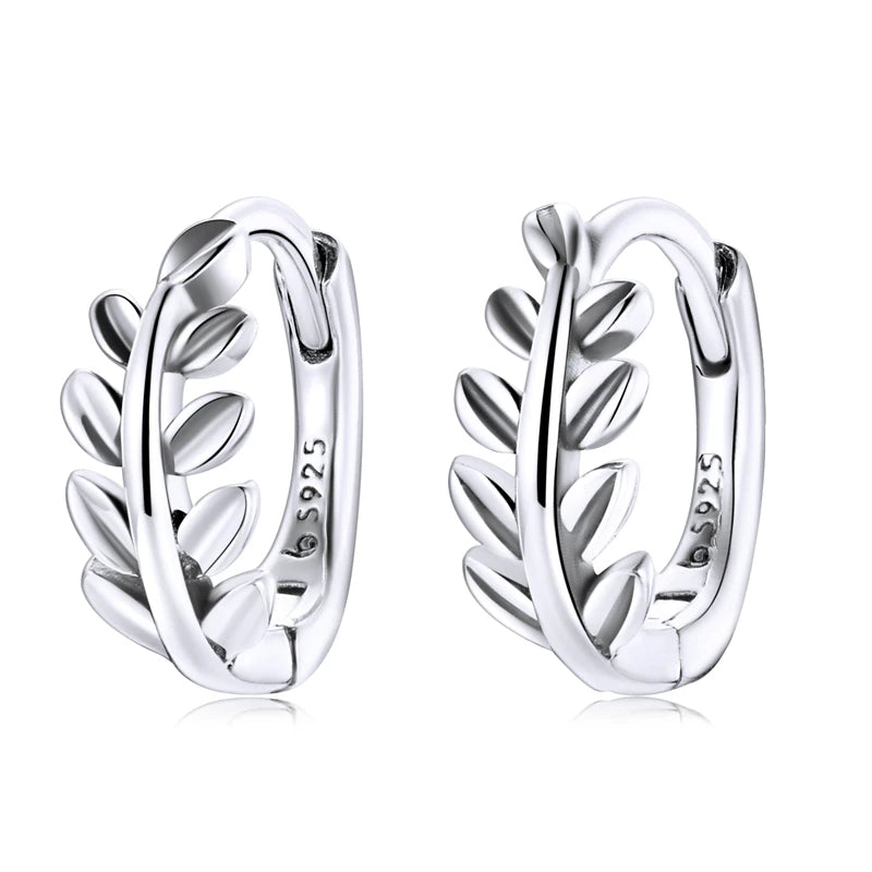 925 Silver Leaf Ear Buckles Earrings for Women BSE500