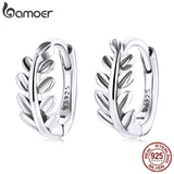 925 Silver Leaf Ear Buckles Earrings for Women BSE500