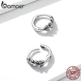 925 Silver Leaf Ear Buckles Earrings for Women BSE500