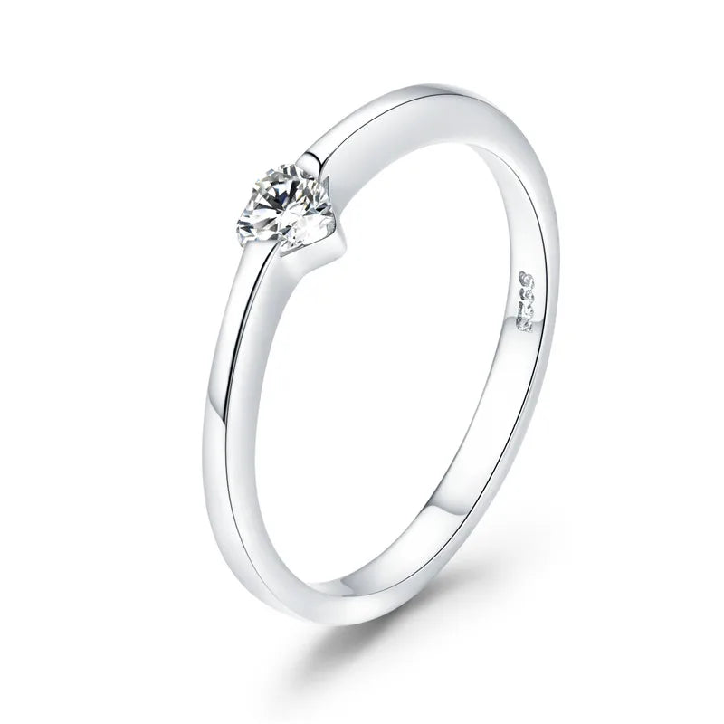 925 Silver Heart Wedding Ring Women Engagement Jewelry
