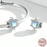 925 Silver Moonstone Snowflake Charm Pendant for Bracelet Bangle