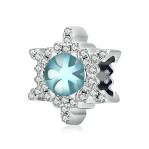 925 Silver Moonstone Snowflake Charm Pendant for Bracelet Bangle