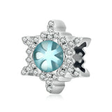 925 Silver Moonstone Snowflake Charm Pendant for Bracelet Bangle