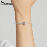 925 Silver Moonstone Snowflake Charm Pendant for Bracelet Bangle
