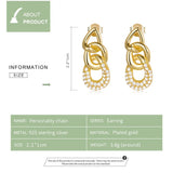 925 Silver Chain-Shaped Drop Earrings Women Statement Jewelry Gift