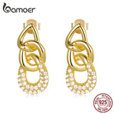 925 Silver Chain-Shaped Drop Earrings Women Statement Jewelry Gift