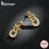 925 Silver Chain-Shaped Drop Earrings Women Statement Jewelry Gift