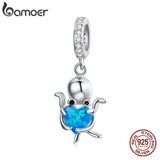 925 Silver Octopus Opal Zircon Charm Pendant for Bracelet Bangle SCC1831