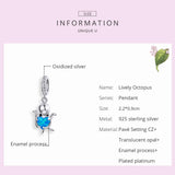 925 Silver Octopus Opal Zircon Charm Pendant for Bracelet Bangle SCC1831