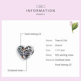 925 Silver Tree of Life CZ Charm for DIY Bracelet