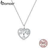 925 Silver Tree of Life Heart Pendant Necklace for Women