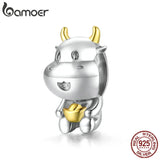 925 Silver Retro Cow Charm for Bracelet Bangle Vintage Lucky DIY SCC1709