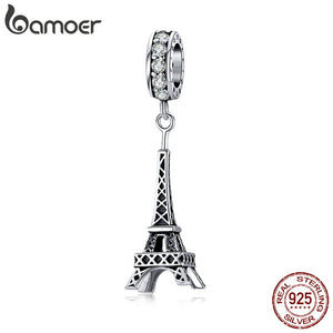 925 Sterling Silver Eiffel Tower Pendant Charm for Bracelet or Necklace