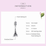925 Sterling Silver Eiffel Tower Pendant Charm for Bracelet or Necklace