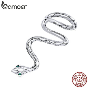 925 Sterling Silver Magical Snake Earring Clip Hoop for Women and Men