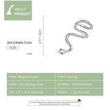 925 Sterling Silver Magical Snake Earring Clip Hoop for Women and Men