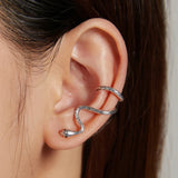 925 Sterling Silver Magical Snake Earring Clip Hoop for Women and Men