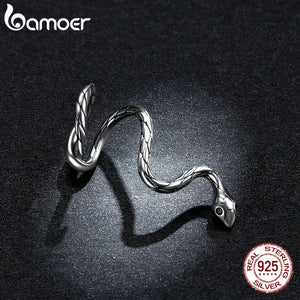 925 Sterling Silver Magical Snake Earring Clip Hoop for Women and Men