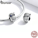 925 Sterling Silver Shining Owl Charm for DIY Jewelry