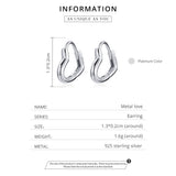 925 Sterling Silver Love Heart Buckle Earrings for Women