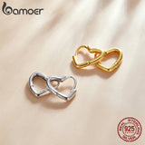 925 Sterling Silver Love Heart Buckle Earrings for Women