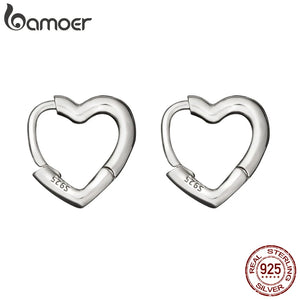 925 Sterling Silver Love Heart Buckle Earrings for Women