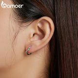 925 Sterling Silver Love Heart Buckle Earrings for Women