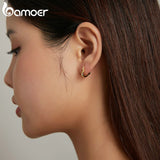 925 Sterling Silver Love Heart Buckle Earrings for Women