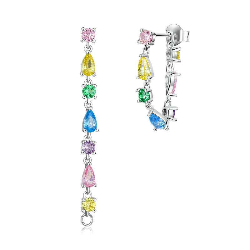 925 Silver Snowflake Ear Line Tassel Earrings