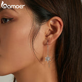 925 Silver Snowflake Ear Line Tassel Earrings