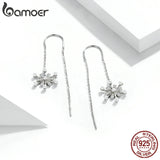 925 Silver Snowflake Ear Line Tassel Earrings